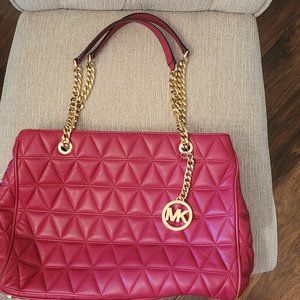 Michael Kors Susannah Red Quilted Large Tote Bag